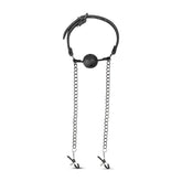 Fetish Collection Open Ball Gag With Nipple Clamps Nipple and Clit Clamps